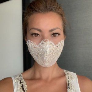 Ivory Lace Face Mask Wedding Bridal Adjustable